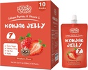 Konjac 젤리 파우치 음료 딸기 맛, 7 칼로리, 글루텐 무료, Zero Sugar, Keto, Collagen 펩타이드 및 비타민 C, 낮은 지방 건강 과일 스낵, 휴일 선물, 10 팩