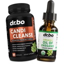 Candi Cleanse & Oregano Oil Drops - 추가 강도 Probiotic Cleanser & 유기 액체 - 자연 구두 초본 Caprylic 산성 캡슐 & Oregano Drops Tincture 추출물의 기름