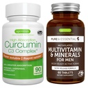 남자를 위한 Multivitamin & 무기물 + 높은 흡수 Curcumin C3 Complex, Vegan 번들, 중단된 방출 급속한 입구를 가진 진보된 Multivitamin + 300% 더 중대한 흡수 Curcuminoids, Igennus에 의하여