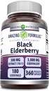 Amazing Formulas Sambucus Black Elderberry | 300 Mg Extract 10:1 (3000 Mg Equivalent) | Veggie Capsules | 비 GMO | 글루텐 프리 | 미국 (1개 팩, 360개)