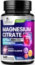 마그네슘 구연산염 보충교재 알약 1000mg - 뼈, 근육, 심장, 남자 & 여자, Vegan Mag 무기물, 비 GMO, 미국에서 병에 넣어진, 240의 캡슐을 위한 3X 힘 마그네슘 보충교재