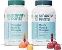 SmartyPants Prenatal와 남자의 Multivitamin Gummies 번들: 오메가 3 물고기 기름 (EPA/DHA), Biotin, Methylfolate, 비타민 D3, C, 비타민 B12, B6, A, Immune 지원 (30 일 공급)를 위한 K & 아연