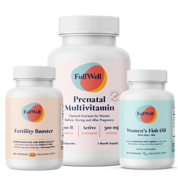 FullWell Fertility Trio | Prenatal Vitamin Lemon + DHA & Fertility Booster | Choline, Folate, Omega 3, Coq10, NAC, 26+ Vital Nutrients | Dietitian-formulated, Non-GMO, 3rd Party Tested, 30 서빙