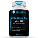 알파 Lipoic 산성 플러스 아세틸 L 카르니틴 항 산화제 보충교재 ALA ALC 건강한 뇌 기능 & 근육 힘, 초점, 기억 & 여자를 위한 인지 기능 & 남자 - 60의 캡슐에 의하여 임신하는 기능