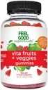 FeelGood Superfoods Vita Fruits and Veggies Supplements, Multivitamin Fruit and Vegetable Gummies, 25 과일 및 야채, 수박 및 사과 맛, Vegan, Non-GMO, 60 조사