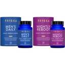 FRISKA Mens & Nightly Probiotic 번들 | 소화 효소 및 프로바이오틱스 보충 | 남성 & 야간 소화 및 부유 지원 | 병당 30 캡슐