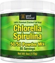 좋은 자연 프리미엄 클로렐라 Spirulina 분말 | 85 인분 | Non-GMO | Sunlight Grown | Deep Green Color | Cracked Cell Wall | Alkalyzing | High Protein | Vegan Organic Capsule | Mountain Water