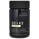 K2 Softgels와 스포츠 연구 비타민 D3 - 코코넛 MCT 오일이있는 식물 기반 K2 및 Vegan D3 5000iu - Vegan 인증, Soy & Gluten 무료 - 120 카운트