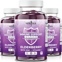 NEW AGE Immune System Support Gummies - 비타민 C 및 아연이있는 Sambucus Black Elderberry Gummies ( 면역 지원 180 Gummies)