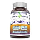 놀라운 수식 L-Ornithine 1500 Mg Per 서빙 Veggie 캡슐 보충 | Non-GMO | 글루텐 프리 | 미국에서 제작 (120 개)