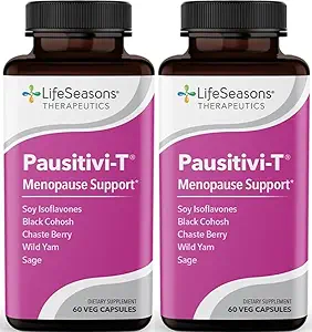 Pausitivi-T - Menopause 지원 보충교재 - 뜨거운 섬광, 호르몬 불균형 & 밤 땀을 위한 기복 - Nourishes 티슈 - Sage, Chasteberry, Soy Isoflavones & 검정 Cohosh - 60의 캡슐 (포장 2)