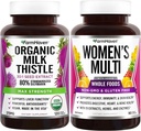 FarmHaven Milk Thistle Capsules and Multivitamin for Women | 22 Essential Nutrients, Fruits & Veggies Womens Multivitamin | 부스트 에너지, 면역, 심장 건강 번들