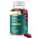 Viteey Biotin Gummies 머리 피부와 손톱 - 머리 성장 Gummies를위한 Biotin - 5000 mcg - Vegan, Gluten-Free, Non-GMO - 60 카운트
