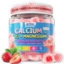 아이 칼슘 Gummies + D3 & 마그네슘, 칼슘 시트레이트 칼슘 Gluconate, 칼슘 Lactate, 어린이 뼈 건강을위한 Probiotics & Prebiotics, 근육 지원, 소화 건강, 수가 무료 60Cts