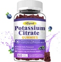 칼륨 구연산염 Gummies – 근육 건강을 위한 칼륨 보충교재, 다리 주름 기복 & Electrolyte 균형, Vegan, 비 GMO, 글루텐 자유로운, 블루베리 풍미, 60 조사