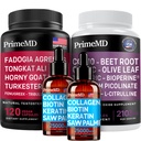 액체 콜라겐 Biotin (2pk), Fadogia Tongkat Ali (1pk) 및 Nitric 산화물 (1pk) 보충교재 번들 - 머리, 피부, 못, 심장, 에너지, & 테스토스테론 지원을 위한 유력한 비타민 - 비 GMO, Vegan