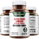Vegan Labs Apple Cider Vinegar 캡슐 어머니 180 Vegan 캡슐, 서빙 당 1600MG- 100% 자연적인 ACV 알약 지원 건강한 소화, Keto, 무게 관리, Detox 및 면역 체계