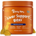 Zesty Paws Liver Support Supplement for Dogs - 우유 이틀 추출물, 심황 쿠르쿠민, 콜린 - 부드러운 킬 공식 - 개 Liver 기능 용