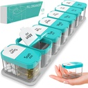 Extra Large Weekly Pill 주최자 - 7 Detachable AM PM Compartments가있는 XL 비타민 홀더 - 가정 및 여행을위한 휴대용 의학 분배기, Weekly 또는 Daily Use, Mint
