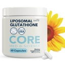 핵심 Med 과학 Liposomal 글루타티온 보충교재 (500mg, 60의 캡슐) - Phospholipid Complex를 가진 순수한 감소된 Setria - 에너지, 두뇌 건강, 피부 & 간 건강을 위한 산화 보충교재