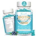 B12, 헤어 스킨, 네일 비타민과 비타민 Gummies 모발 성장, Glowing Skin & Strong Nails - 블루 베리 맛, 설탕 무료, 120 Ct