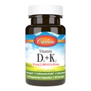 Carlson - 비타민 D3 + K2, 50 mcg (2000 IU) 비타민 D3 & 90 mcg 비타민 K2 MK7로, 뼈 지원, 칼슘 흡수, 120 캡슐