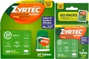 Zyrtec 24 시간 알레르기 완화 정제, 실내와 옥외 알레르기 약 10 mg Cetirizine HCl 항히스타민 정제, 번들 팩, 60 ct + 3 ct 여행 팩, 63 조사 당