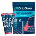 DripDrop Hydration Packets - 수분이 많은 다양성 팩 - 단일 Serve Electrolytes Powder Drink Mix - 포도, 과일 펀치, Strawberry Lemonade, Cherry - Non-GMO, 글루텐 무료, Vegan - 16 스틱