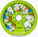 INVODA Weekly Pill 주최자 7 Compartment Rotating Pill Box for Daily Medication & Vitamins - 휴대용 여행 Pill Case Fish Oil Supplements 비타민 주최자 (오렌지)