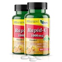 America Medic & Science Rapid-C 1000mg 비타민 C 보충교재 (2 팩 100 정제) 에너지 부스터, 매일 면역 체계 지원, 산화 방지제 | Vegan, Non-GMO는 성인 남자 & 여자를 위한 아스코르브산을 입혔습니다