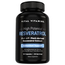 바이탈 비타민 Resveratrol 보충교재 - 산화 방지제 지원, 세포질 Longevity, 인지 기능 - 60의 캡슐