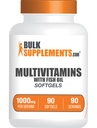 BulkSupplements.com Multivitamin Softgels - 매일 Multivitamin, Multimineral 보충교재, 물고기 기름을 가진 성인을 위해 - 글루텐 무료, 봉사 당 1 Softgel, 90의 조사 (1의 포장)