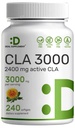 초강력 CLA 3000mg | 240 Softgels, Safflower Oil의 Active Conjugated Linoleic Acid
