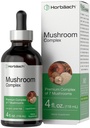 Horbäach Mushroom Complex | 4 Fl Oz Herbal Liquid Drops | 라이온스 Mane, Reishi, Shiitake, Chaga, Cordyceps, Maitake 및 Oyster Mushroom Supplement Blend | 채식주의 | 비 GMO, 글루텐 프리 포뮬러