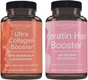 프로비저닝 울트라 콜라겐 부스터 & 케라틴 헤어 부스터 - 특징 Dermaval, Biotin & Resveratrol - 지원 헤어 & 스킨 - 90 울트라 콜라겐 캡슐, 60 Keratin 캡슐