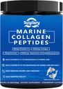 여자를 위한 교원질 펩티드 분말, 건강한 머리, 피부, Hyaluronic 산, Biotin, 비타민 C, 30의 서빙 (10.6 OZ, 딸기)를 가진 못을 위한 다 바다 가수분해하는
