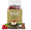 버섯 Gummies 10 혼합 - Lions Mane, Chaga, Reishi, Cordyceps 2500mg, 메모리 및 초점을위한 뇌 보충제가있는 버섯