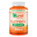 Qunol Zero Sugar Turmeric Gummies, 500mg Turmeric Curcumin, 합동 지원 보충교재, 매우 높은 흡수 Tumeric Curcumin, 채식주의자, 글루텐 무료, 120 조사를 가진 거미