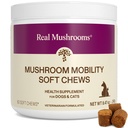 Dogs & Cats 용 Real Mushrooms Mobility Chews – 녹색 Lipped Mussel & ErgoGold Mushroom Blend – Dogs & Cat Vitamins는 활성 루틴에 대한 치료 – 공동, Hip & Flexibility Support – 240 ct Supplement