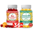 Lunakai 비타민 D3와 비타민 B12 Gummies 번들 - 면역력, 뼈와 계류 지원 VIT D3 2000IU 보충교재 - 3000mcg Methylcobalamin 높은 흡수 에너지 거미