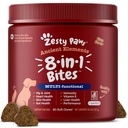 Zesty Paws Dog Multivitamin, Chewable Dog Vitamins 및 Hip & Joints, Skin & Coat, Dogs- Senior & Puppy Multivitamin을위한 오메가 3 물고기 오일 - Bison- 90ct