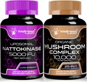 Nattokinase 보충교재 캡슐 - 5000 FU - 순수한 일본 Natto 추출물에서 효소 | 유기 버섯 보충교재 캡슐 - 10000mg - 1 버섯 복잡한 캡슐에 25