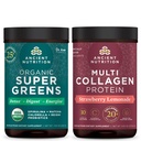 고대 영양 유기 Supergreens 분말, 녹색 맛, 25 서빙 + 멀티 콜라겐 단백질 분말, 딸기 레몬, 24 서빙
