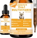 개를위한 1 Multivitamin에 15 - 개 Multivitamin 액체 지원 합동, Gut & 면역 건강 - Canine 소화, 심장, 피부 및 외투 건강 - 강아지를위한 비타민 보충제 - Bacon 풍미