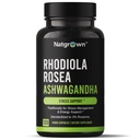 Ashwagandha 뿌리 추출물 캡슐을 가진 Natgrown Rhodiola Rosea - 3% Rosavins 및 1% Salidroside에 표준화하는 - 120 조사