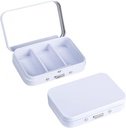 2Pack 알약 상자 3 구획 알약 상자, 의학, 비타민, 접시 기름 및 보충교재를 위한 거울을 가진 휴대용 금속 여행 알약 상자, 주머니를 위한 휴대용 알약 상자 또는 지갑 (백색)