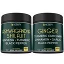 번들 5in1 Ashwagandha Shilajit & 5in1 Ginger 보충 - 지원 심장, 소화 건강 및 면역
