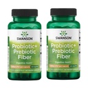 Swanson Prebiotic + Probiotic Fiber - 소화 시스템 및 면역 건강 지원 촉진 - 보조 일반 및 GI Tract Health - (60 캡슐, 500 백만 CFU) (2 팩)
