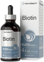 Horbäach Biotin Liquid Drops 10000mcg | 4 fl oz | 베리 맛 | 채식주의, 비 GMO 및 글루텐 무료 보충