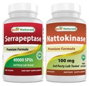 제일 자연적인 Serrapeptase 40000 SPUs & Nattokinase 100 Mg